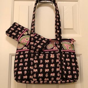 Vera Bradley Small Tote in retired Pink Elephants